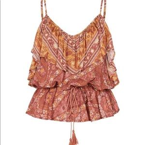 Spell City Lights strappy cami ruffle top